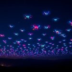 Pertunjukan drone ramah lingkungan di langit malam.